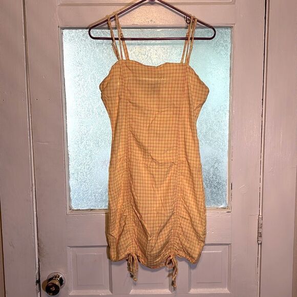 Wild Fable Women’s Yellow and Pink Gingham Patterned Spaghetti Strap Dress L - Picture 1 of 6